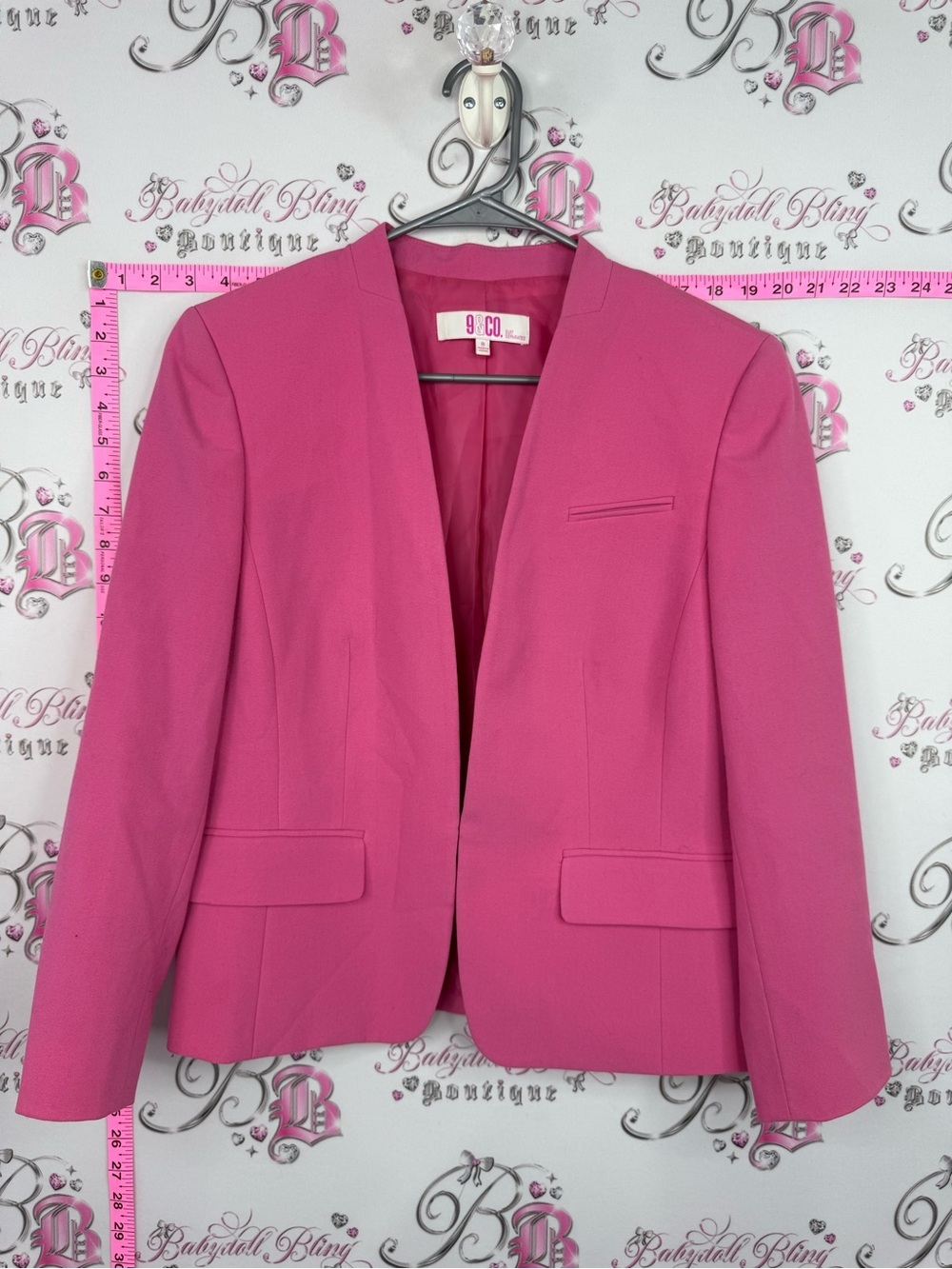 9 & Co. Blazer jacket coat pink bubblegum Women's Hot Pink Open-Front Blazer